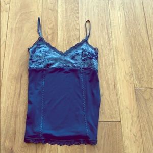 Royal dark blue lace velvet camisole